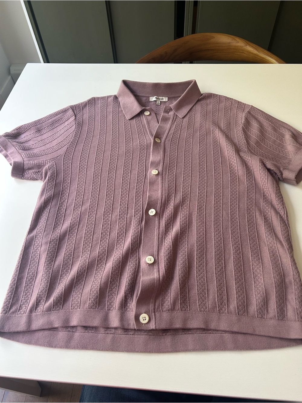 Madewell Lilac Short-Sleeve Button-Down Knit Polo
